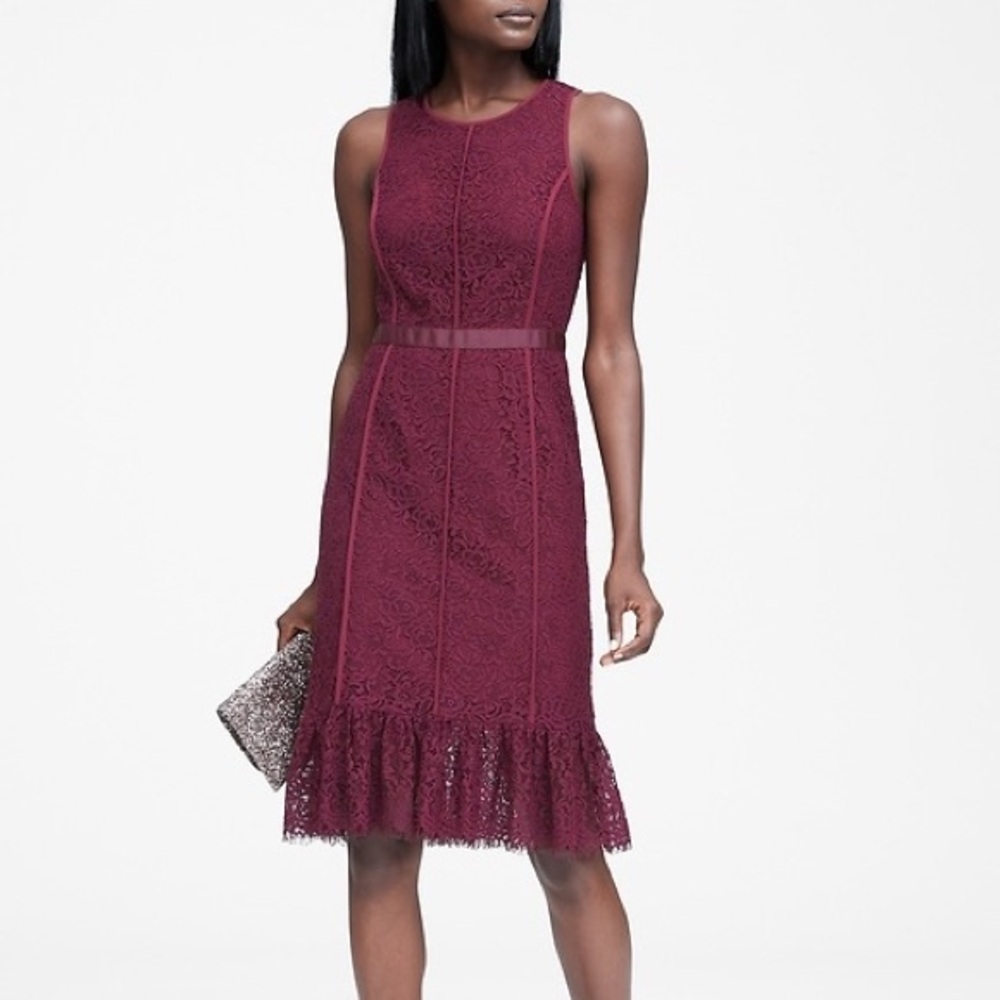 Banana Republic Navy Lace Paneled Sheath Dress NWT 8T Tall